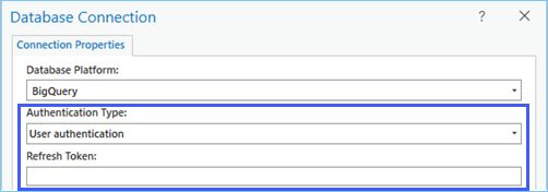 User authentication to connect to BigQuery